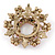 Siam Red Crystal Wreath Brooch In Antique Gold Tone - 50mm D - view 3