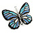 Black/ Sky Blue/ Violet Blue/ Milky White Austrian Crystal Butterfly Brooch In Silver Tone - 50mm W - view 6