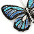 Black/ Sky Blue/ Violet Blue/ Milky White Austrian Crystal Butterfly Brooch In Silver Tone - 50mm W - view 2