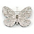 Black/ Sky Blue/ Violet Blue/ Milky White Austrian Crystal Butterfly Brooch In Silver Tone - 50mm W - view 4