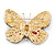 Black/ Orange/ Red/ Milky White Austrian Crystal Butterfly Brooch In Gold Tone - 50mm W - view 3