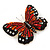 Black/ Orange/ Red/ Milky White Austrian Crystal Butterfly Brooch In Gold Tone - 50mm W - view 6