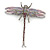 Lavender/ Purple/ Pink Enamel Austrian Crystal Dragonfly Brooch/ Pendant With Moving Tail In Silver Tone Metal - 85mm L - view 7