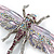Lavender/ Purple/ Pink Enamel Austrian Crystal Dragonfly Brooch/ Pendant With Moving Tail In Silver Tone Metal - 85mm L - view 2