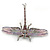 Lavender/ Purple/ Pink Enamel Austrian Crystal Dragonfly Brooch/ Pendant With Moving Tail In Silver Tone Metal - 85mm L - view 8