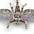 Lavender/ Purple/ Pink Enamel Austrian Crystal Dragonfly Brooch/ Pendant With Moving Tail In Silver Tone Metal - 85mm L - view 3