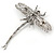 Lavender/ Purple/ Pink Enamel Austrian Crystal Dragonfly Brooch/ Pendant With Moving Tail In Silver Tone Metal - 85mm L - view 6