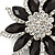 Black/ Clear Crystal Flower Corsage Brooch In Silver Tone - 55mm D - view 3
