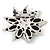 Black/ Clear Crystal Flower Corsage Brooch In Silver Tone - 55mm D - view 4