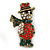 Vintage Inspired Christmas Crystal 'Snowman' Brooch In Antique Gold Tone Metal - 35mm L - view 6