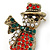 Vintage Inspired Christmas Crystal 'Snowman' Brooch In Antique Gold Tone Metal - 35mm L - view 3