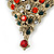 Vintage Inspired Red/ Green/ Clear Crystal Christmas Tree Brooch In Antique Gold Tone Metal - 43mm L - view 4