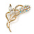 Clear/ AB Crystal Floral Brooch In Gold Plating - 65mm L