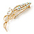 Clear/ AB Crystal Floral Brooch In Gold Plating - 65mm L - view 2