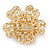 Bridal/ Wedding/ Prom 3D Clear Crystal, Filigree Flower Brooch In Gold Tone - 53mm D - view 4