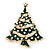 Holly Jolly Clear Crystal Dark Green Enamel Christmas Tree Brooch In Gold Plating - 55mm L - view 5
