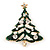 Small Holly Jolly Clear Crystal Dark Green Christmas Tree Brooch In Gold Plating - 45mm L - view 6