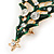 Small Holly Jolly Clear Crystal Dark Green Christmas Tree Brooch In Gold Plating - 45mm L - view 5