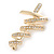 Gold Plated Clear Crystal Christmas Tree Brooch - 50mm L - view 4