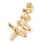 Gold Plated Clear Crystal Christmas Tree Brooch - 50mm L - view 2