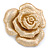 Dimensional Rose Brooch In Brushed Gold Finish - 55mm Across - view 5