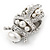 Clear Crystal/ Simulated Pearl Egyptian 'Scarab' Beetle Brooch In Rhodium Plating - 45mm L - view 4