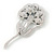 Stunning Blue CZ, Clear Austrian Crystal Floral Brooch In Rhodium Plated Metal - 52mm L - view 4