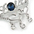 Clear Crystal, Blue CZ 'Love' Brooch In Rhodium Plated Metal - 50mm Across - view 3