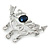 Clear Crystal, Blue CZ 'Love' Brooch In Rhodium Plated Metal - 50mm Across - view 2