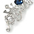 Rhodium Plated Clear Crystal, Montana Blue CZ 'Angel' Brooch - 55mm Across - view 2
