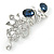 Rhodium Plated Clear Crystal, Montana Blue CZ 'Angel' Brooch - 55mm Across - view 5