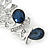 Rhodium Plated Clear Crystal, Montana Blue CZ 'Angel' Brooch - 55mm Across - view 3