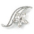 Clear CZ, Crystal Flower Brooch In Rhodium Plated Metal - 55mm Across - view 3