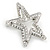 Silver Plated Clear Austrian Crystal Open Layered Star Brooch - 40mm Across - view 2