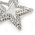 Silver Plated Clear Austrian Crystal Open Layered Star Brooch - 40mm Across - view 3