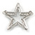 Silver Plated Clear Austrian Crystal Open Layered Star Brooch - 40mm Across - view 4