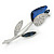 Exquisite Tulip Brooch In Rhodium Plated Metal (Blue/ Clear) - 60mm L - view 4