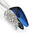 Exquisite Tulip Brooch In Rhodium Plated Metal (Blue/ Clear) - 60mm L - view 2