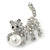 Small Crystal Kitten with Ball Brooch In Silver Tone Metal - 30mm Across - view 2