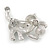Small Crystal Kitten with Ball Brooch In Silver Tone Metal - 30mm Across - view 4