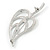 Silver Tone Metal Open Leaf Brooch - 60mm Across - view 3