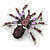 Vintage Inspired Purple/ Violet Crystal Spider Brooch In Antique Silver Tone - 40mm Across - view 5