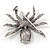 Vintage Inspired Purple/ Violet Crystal Spider Brooch In Antique Silver Tone - 40mm Across - view 4