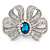 Large Clear Crystal, Teal CZ 'Bow' Brooch In Rhodium Plating - 70mm Across - view 7