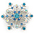 Crystal Snowflake Brooch In Rhodium Plating (Light Blue/ AB) - 52mm Across