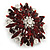 Burgundy Red/ Clear Acrylic Bead Corsage Flower Brooch In Silver Tone - 55mm Across - view 5