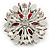 Burgundy Red/ Clear Acrylic Bead Corsage Flower Brooch In Silver Tone - 55mm Across - view 4