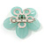 Pale Green Resin Stone Daisy Brooch - 60mm Across - view 4