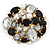 Black/ Clear Acrylic Bead, Faux Pearl Cluster Corsage Brooch In Gold Tone - 60mm Across