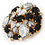 Black/ Clear Acrylic Bead, Faux Pearl Cluster Corsage Brooch In Gold Tone - 60mm Across - view 2